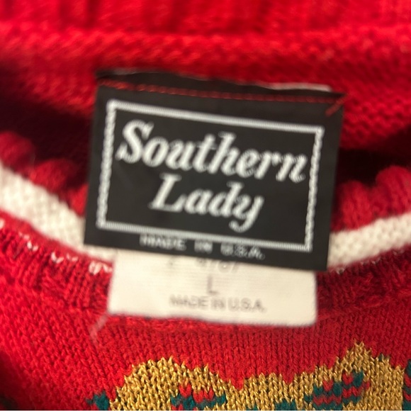 90’s Southern Lady VINTAGE UGLY CHRISTMAS SWEATER Snowman Snowflake Collar Large - Picture 3 of 9
